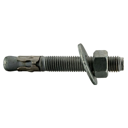 Midwest Fastener Wedge Anchor, 3/4" Dia., 5-1/2" L, Steel Hot Dipped Galvanized, 10 PK 53225
